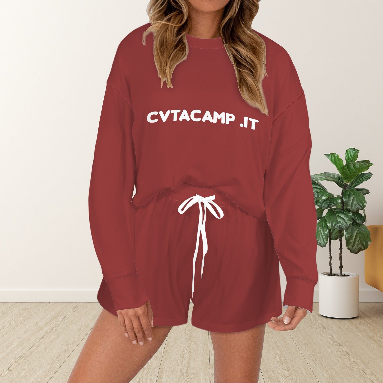 CVTACAMP .it Authentic Pajama Top & Shorts (Crimson)