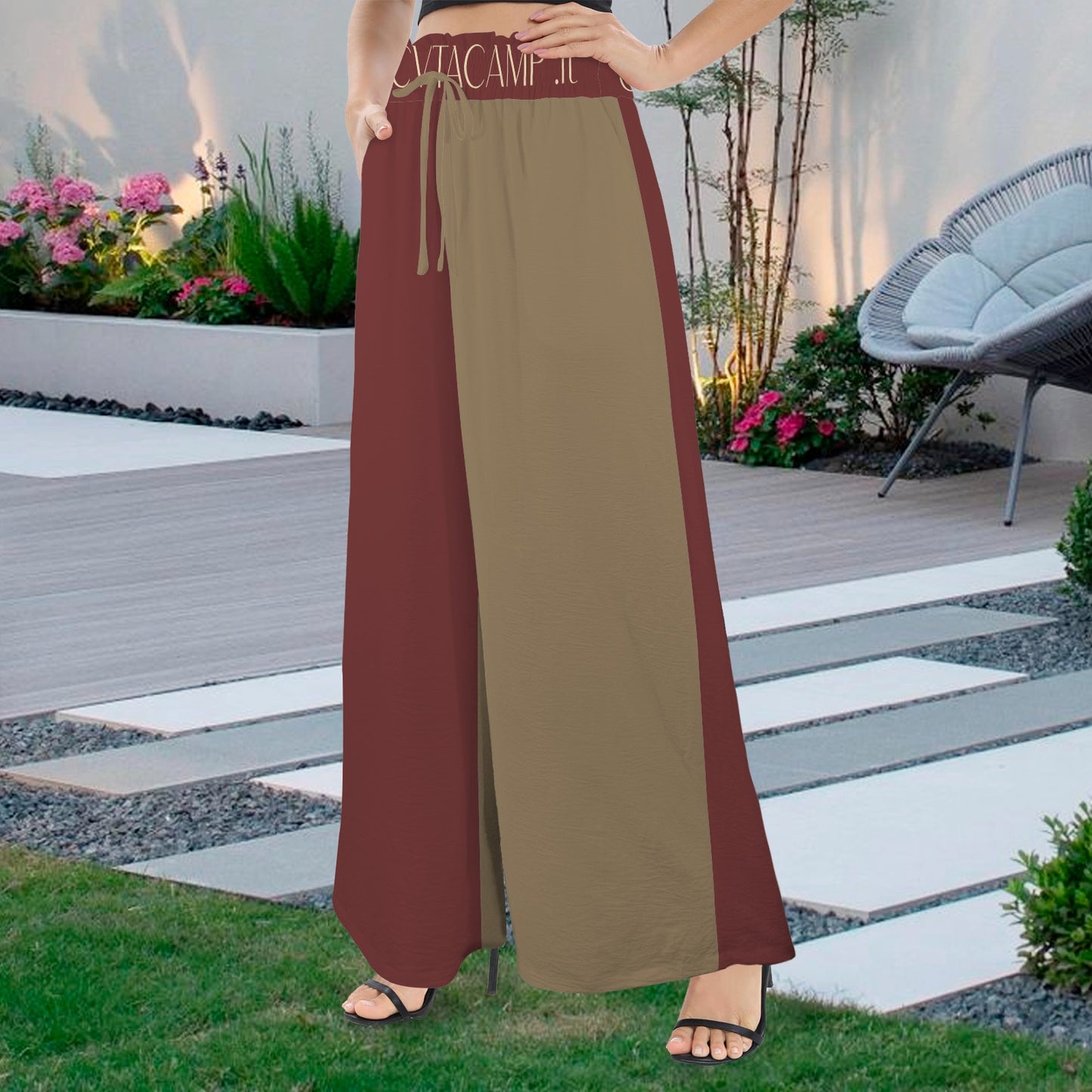 CVTACAMP .it Autentice Palazzo Pants (Wine &amp; Vine)