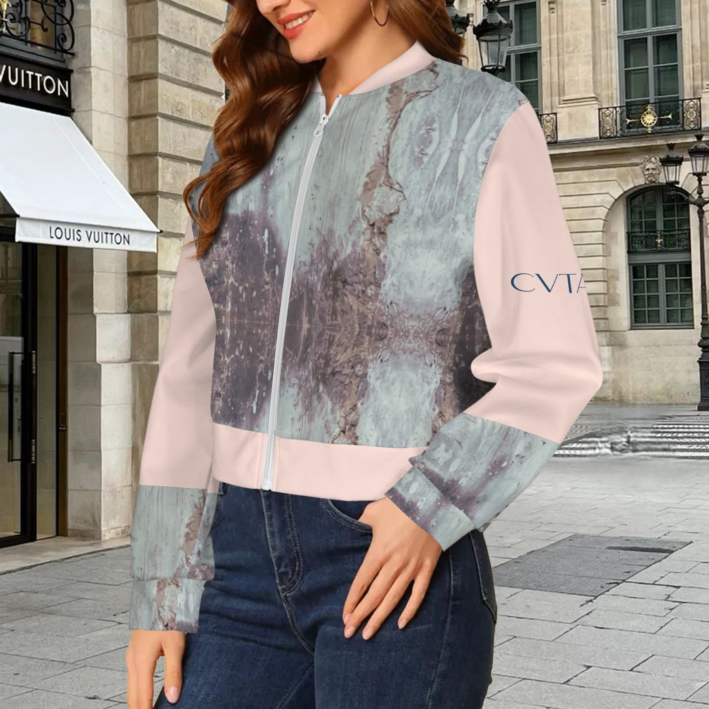 CVTACAMP .it Authentic Pink Concrete Women's Bomber