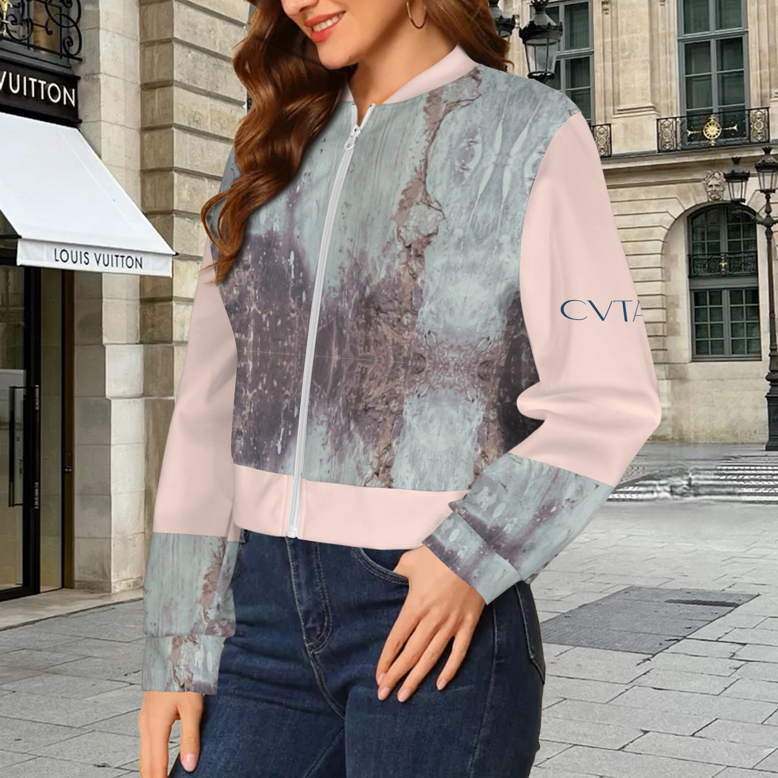 CVTACAMP .it Authentic Pink Concrete Women's Bomber