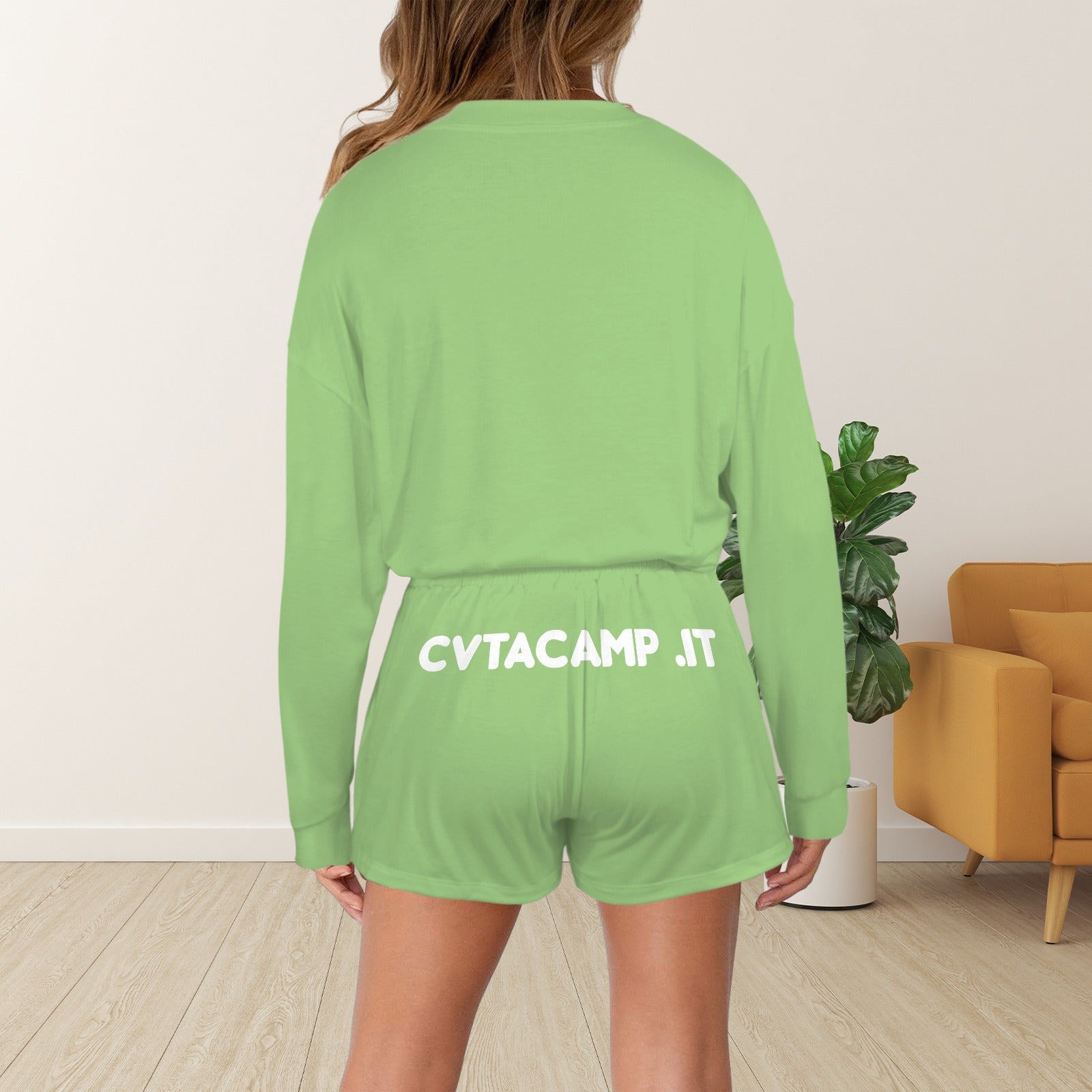 CVTACAMP .it Authentic Pajama Top & Shorts (Verde)