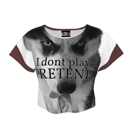 Lone Wolfsky™️ I Don’t Play Pretend | Crop Tee (Crimson)