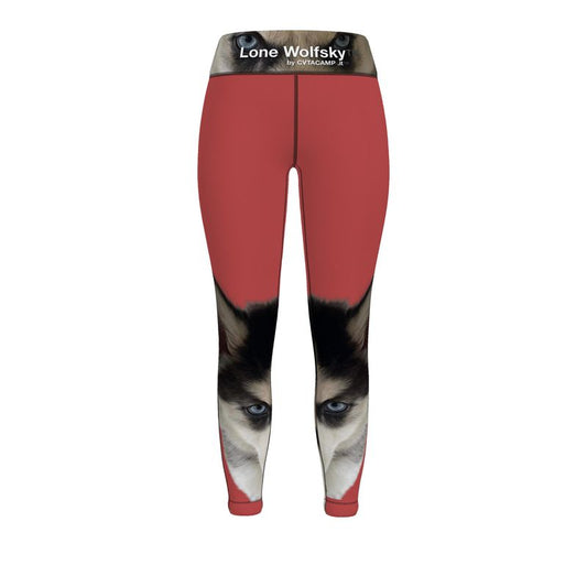 Lone Wolfsky™️ Sports Leggings (Crimson)
