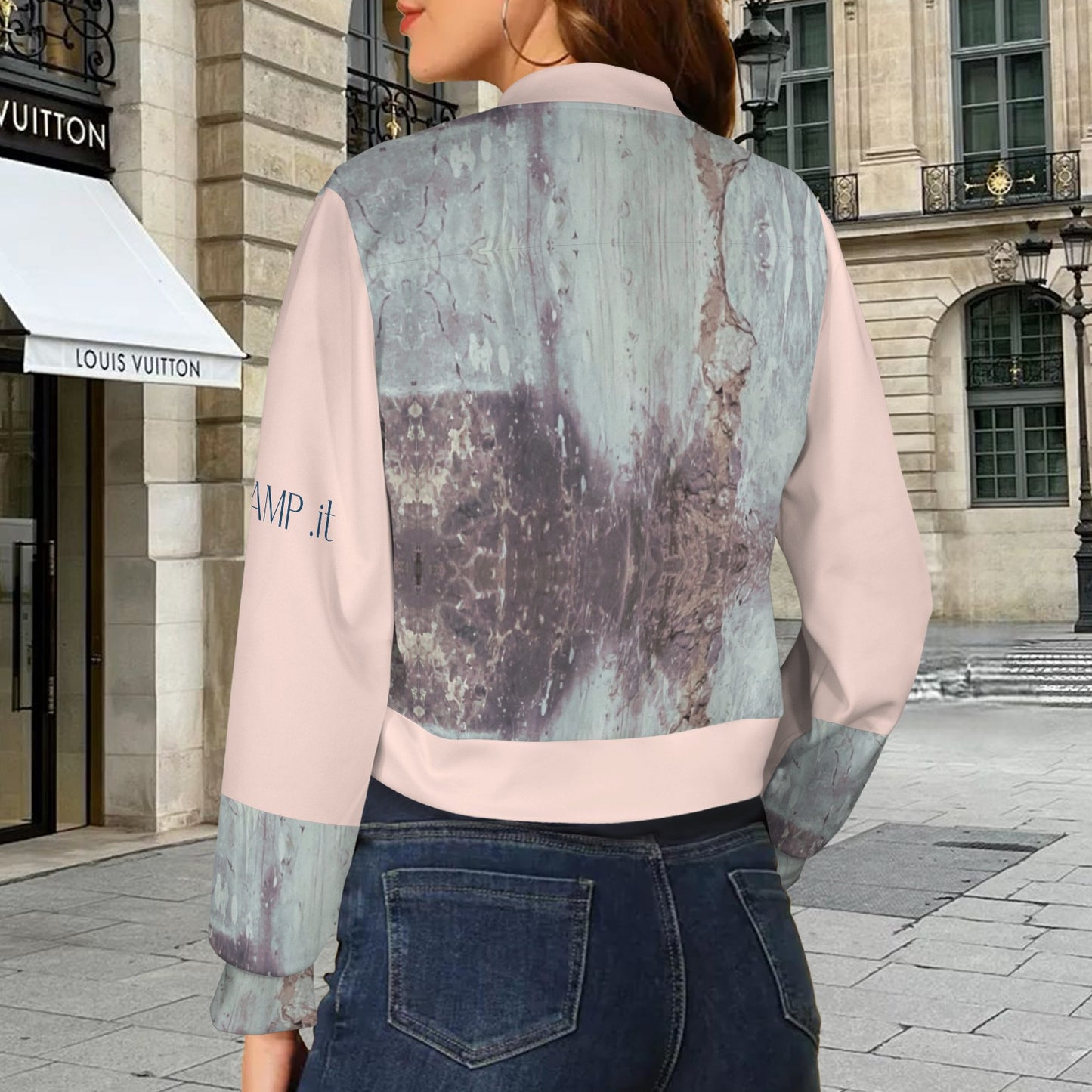 CVTACAMP .it Authentic Pink Concrete Women's Bomber