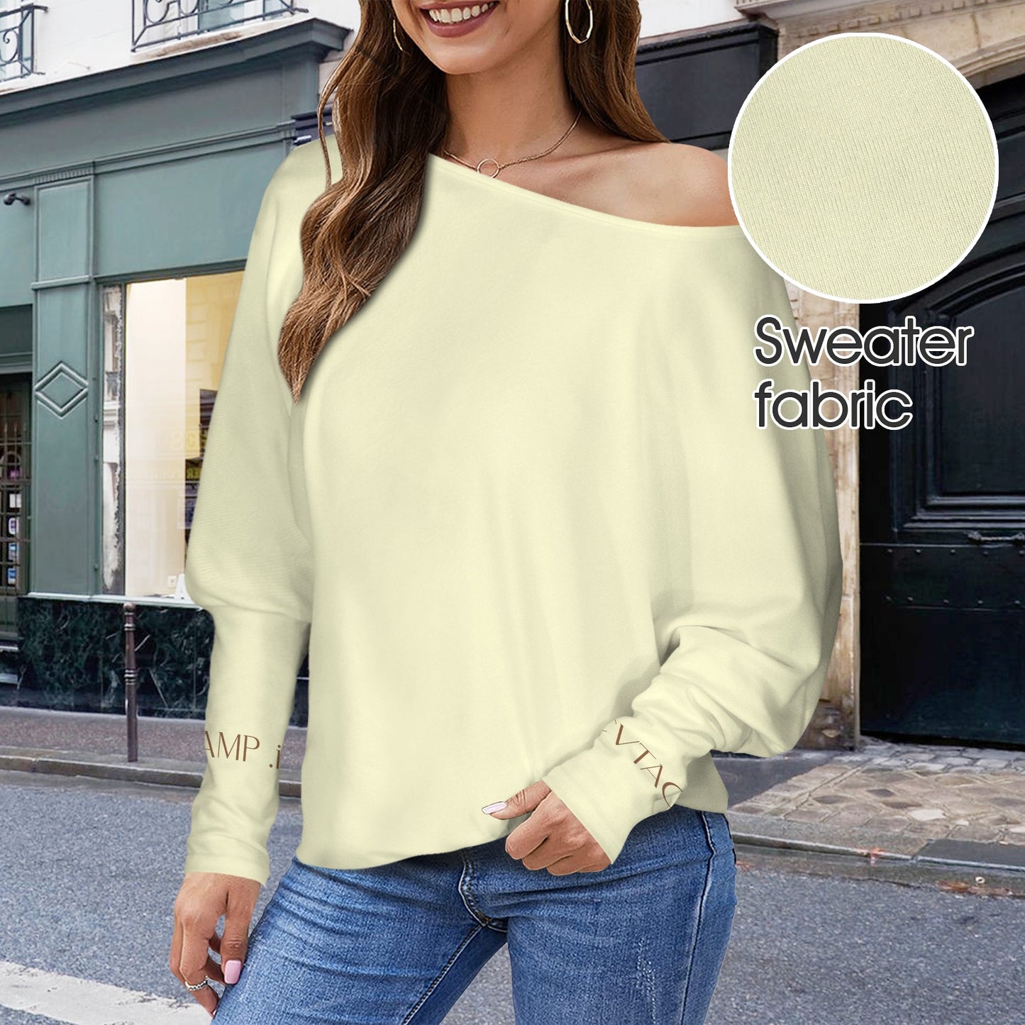 CVTACAMP .it Authentice Off-Shoulder Long Sleeve (Sand)