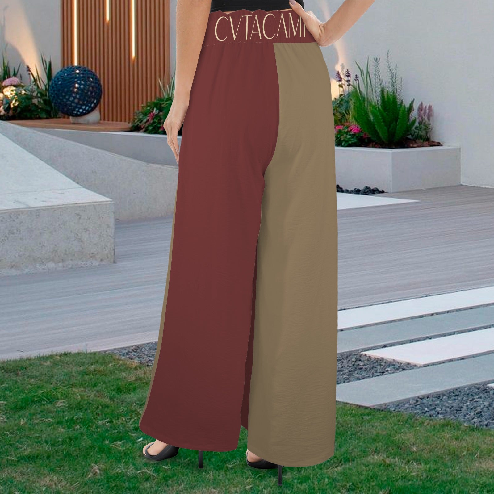 CVTACAMP .it Autentice Palazzo Pants (Wine &amp; Vine)