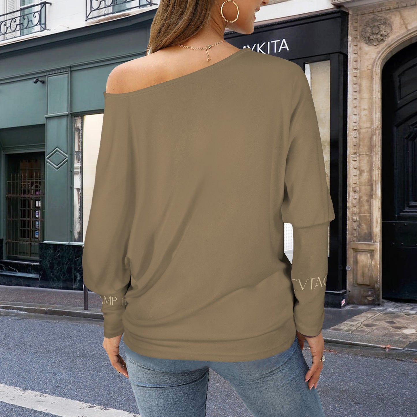 CVTACAMP .it Authentice Off-Shoulder Long Sleeve (Vine)