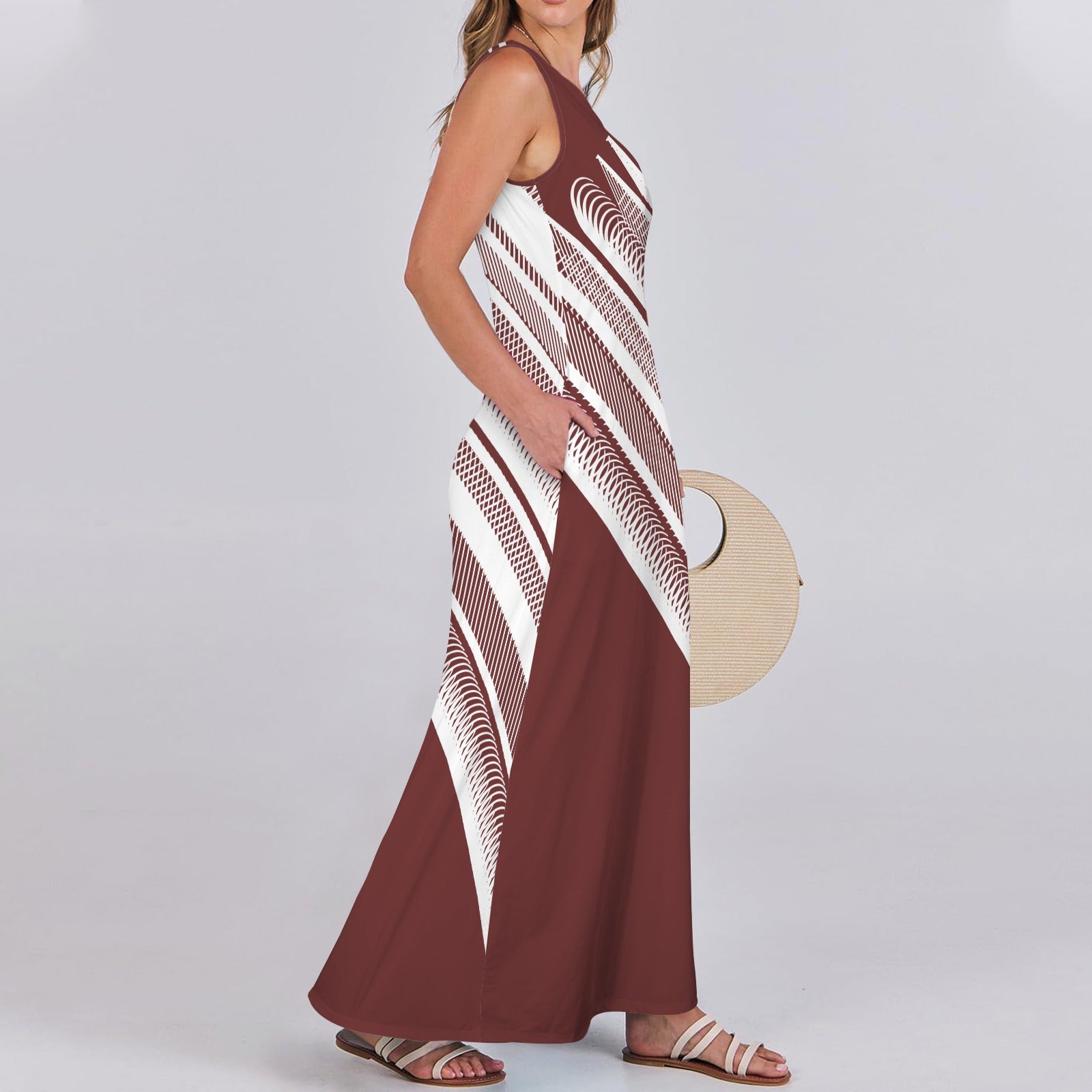 CVTACAMP .it Autentice Logo Feather Maxi Dress (Wine)
