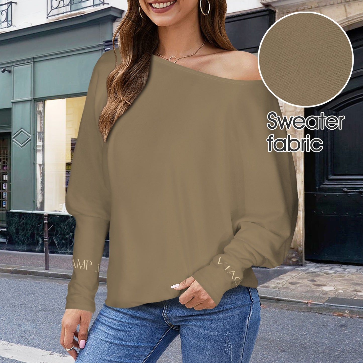 CVTACAMP .it Authentice Off-Shoulder Long Sleeve (Vine)