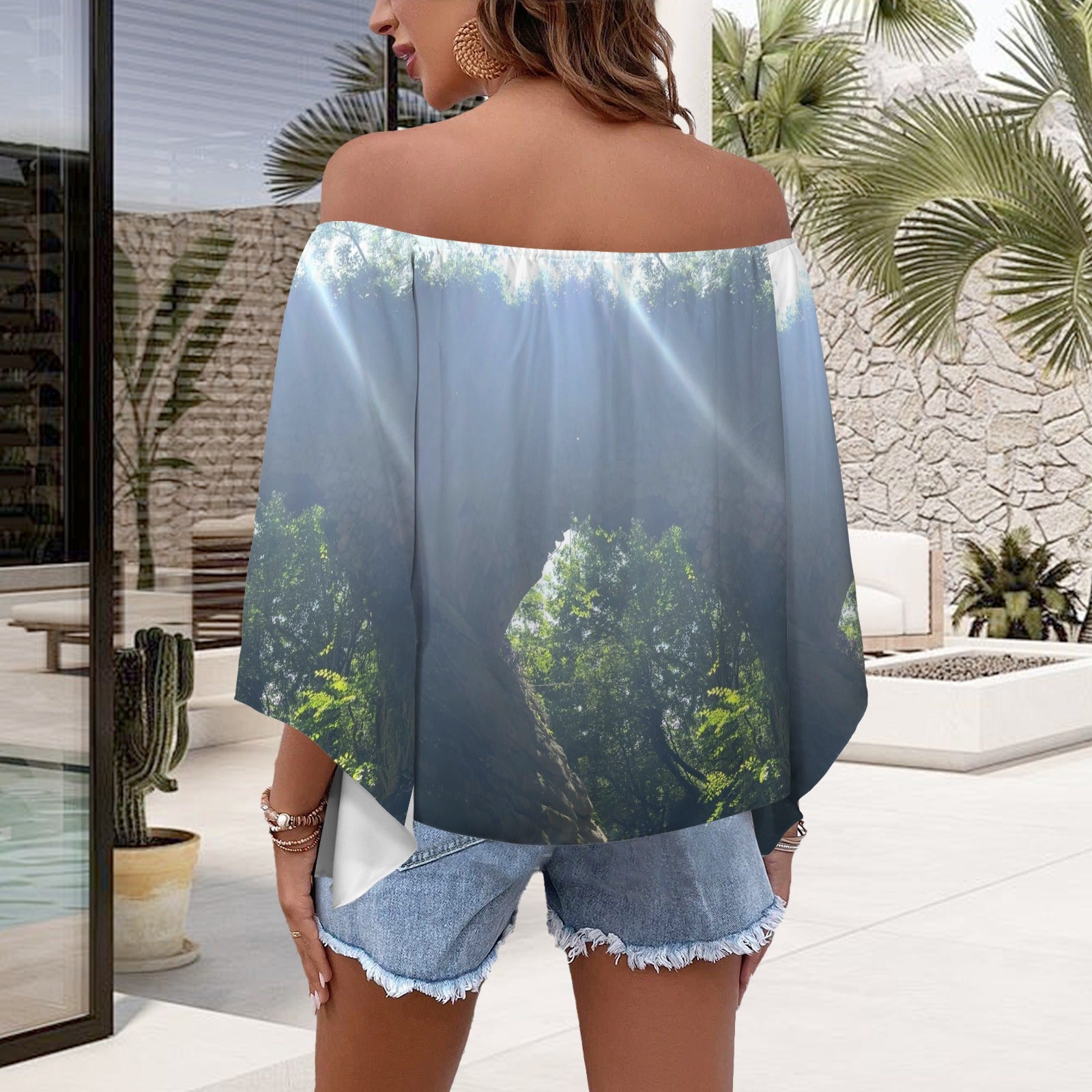 CVTACAMP .it Authentic Off-the-Shoulder Blouse (Shine)
